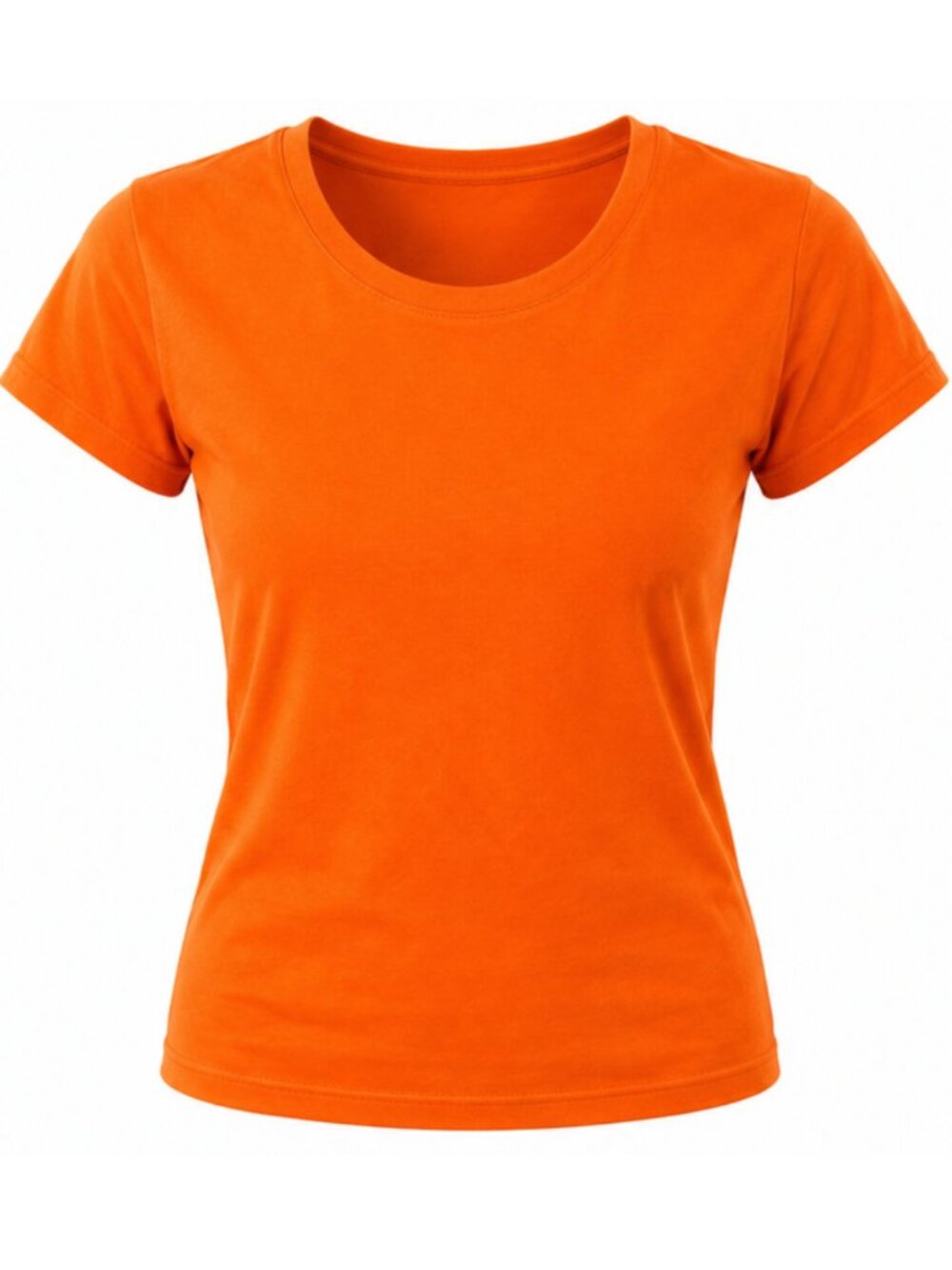 Women's Orange Basic Crew Neck T-Shirt Short Sleeve Solid Casual Everyday S-XL
